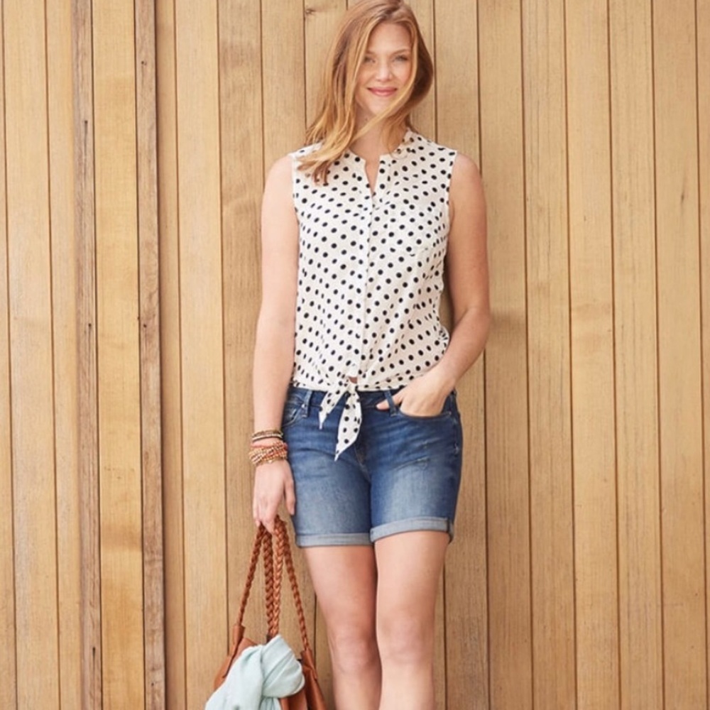 Pixley Pomelo Brook Dot Print Tie Waist Top Size M